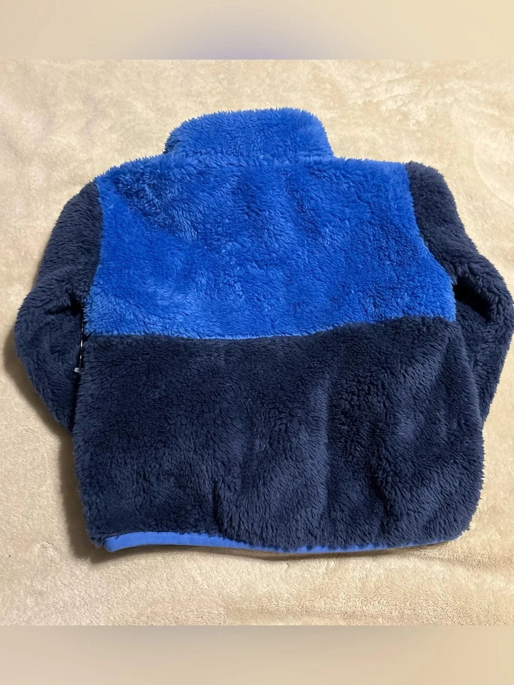 okie dokie Blue and Lime Sherpa Puffer Jacket